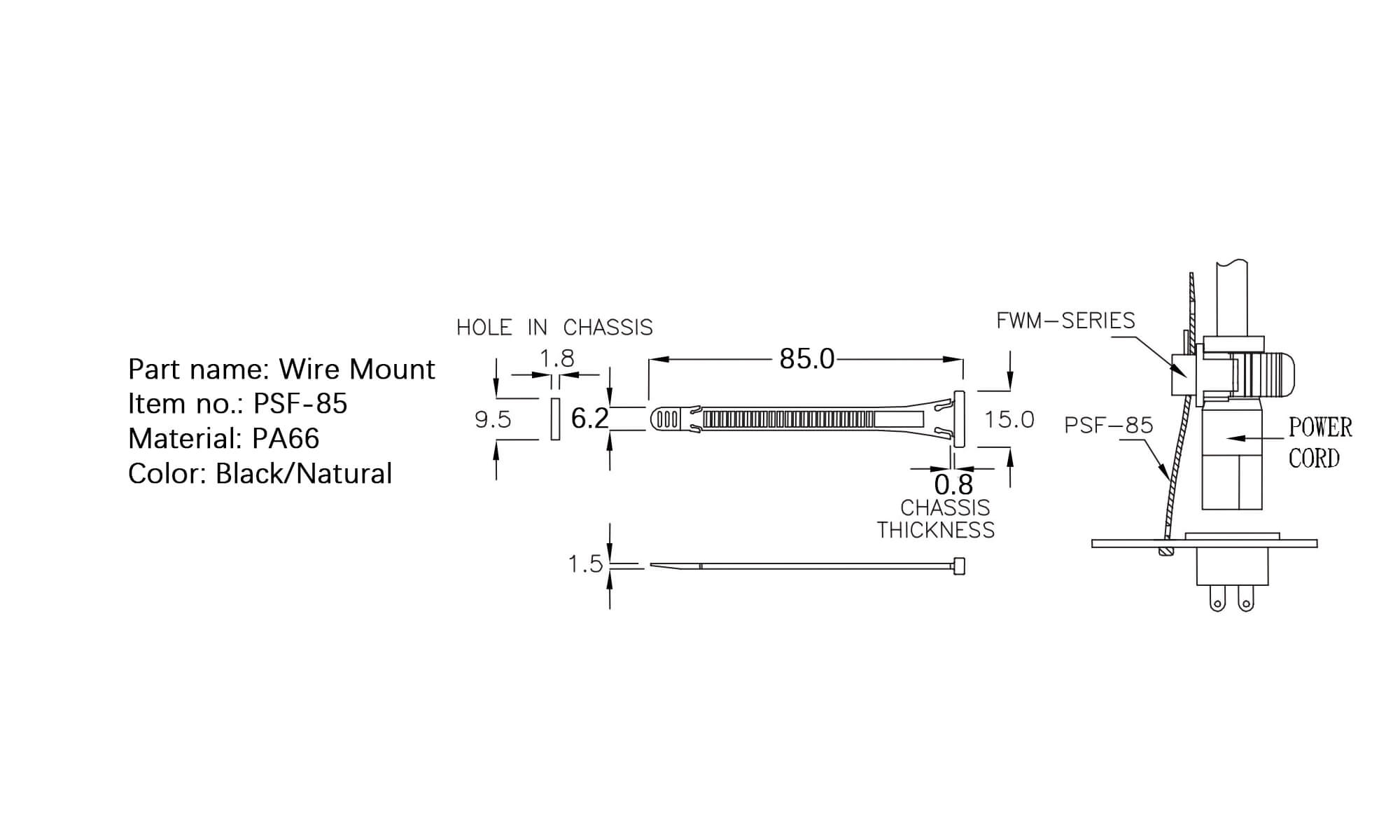 Plastic Wire Mount PSF-85